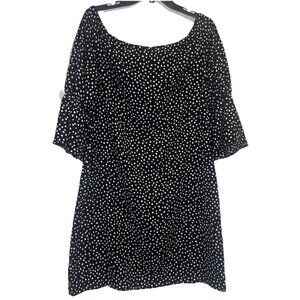 Lauren Ralph Lauren Womens Black White Polka Dot Off The Shoulder Shift Dress 14